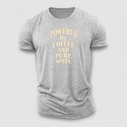 Powered By Coffee And Pure Spite Quiet Statements Cotton T-Shirt – Sport Grey