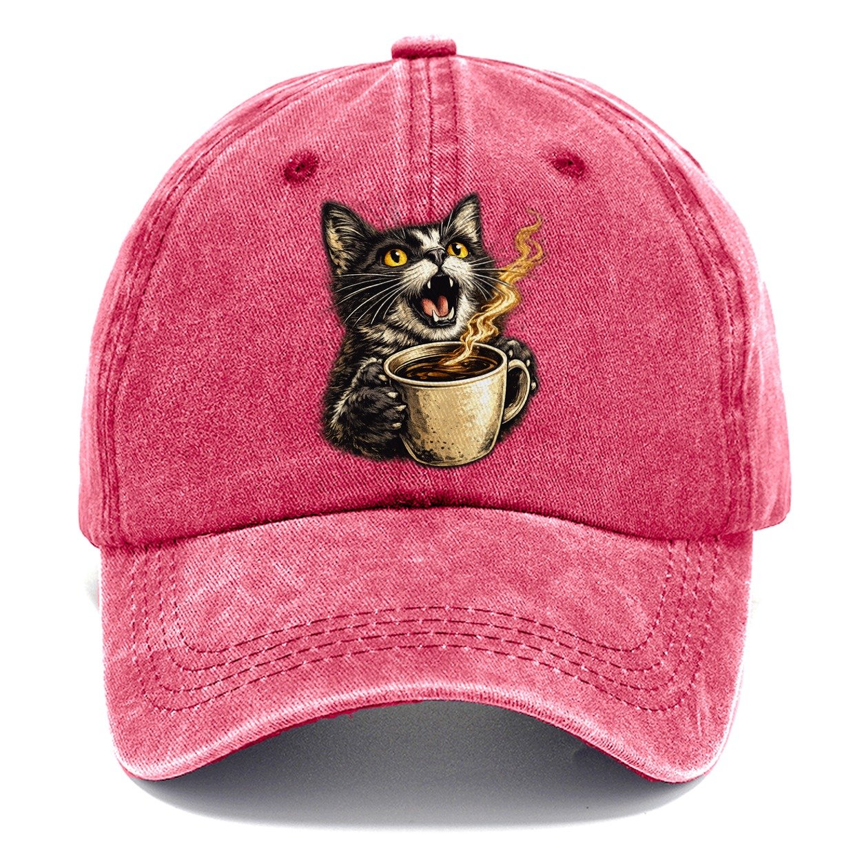 Premium Caffeinated Black Cat Classic Cap – Pomegranate Blush