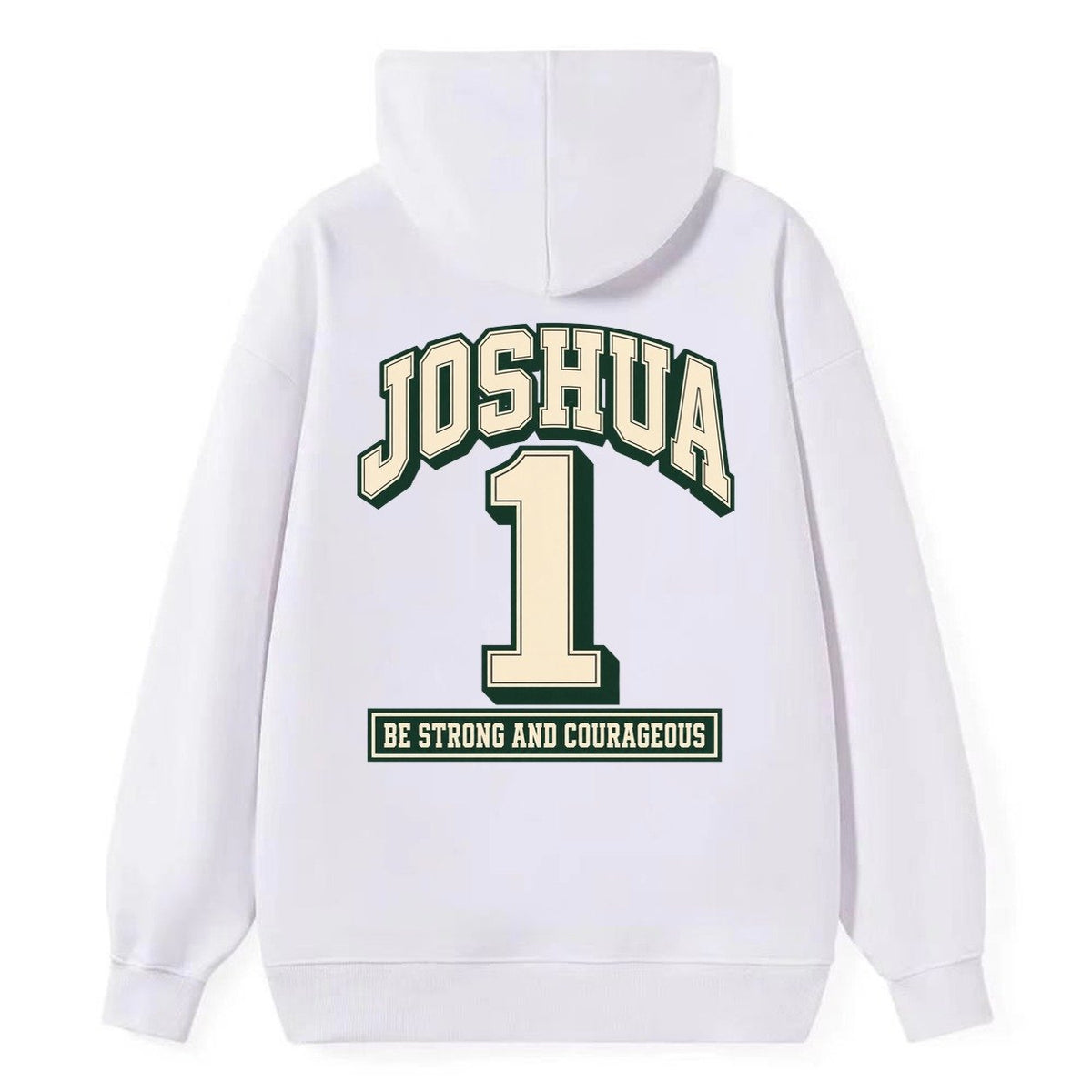 Joshua 1 Varsity Chapel Varsity Classic Pullover Hoodie – White