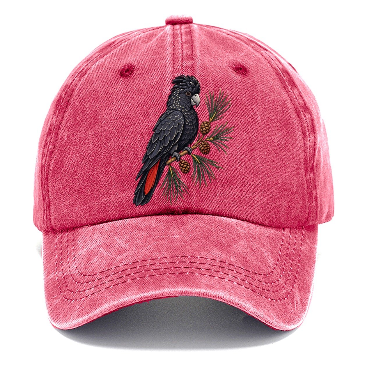 Glossy Black Cockatoo And She Oak Cones Australia Cultural Icons Classic Cap – Pomegranate Blush