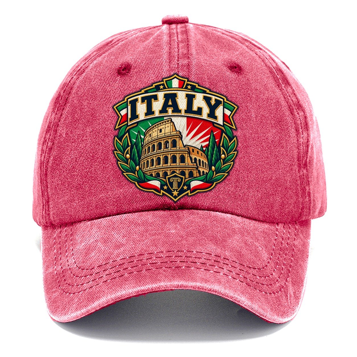 Italy Retro Badge Country Logos Classic Cap – Pomegranate Blush