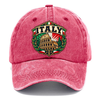 Italy Retro Badge Country Logos Classic Cap – Pomegranate Blush
