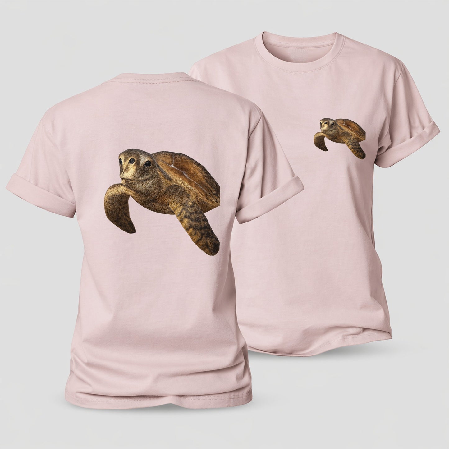 Sea Turtle Portrait Design Women's Cotton T-Shirt – Pink