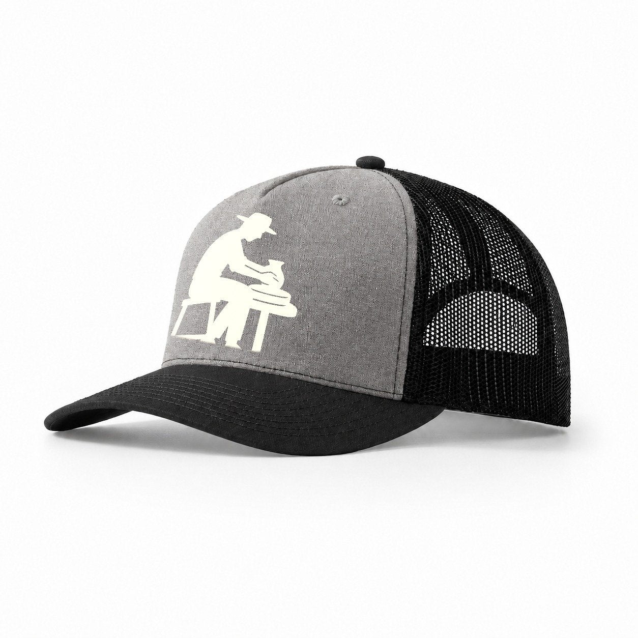 Potter Shaping Clay On Wheel Trucker Hat – Grey-Black