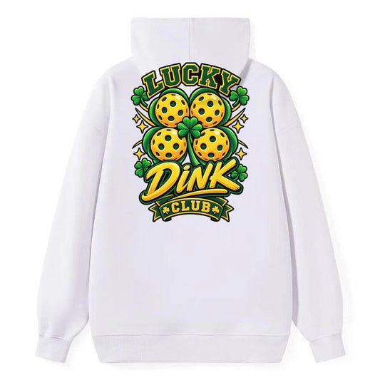 Lucky Dink Club Pickleball Life Classic Pullover Hoodie – White