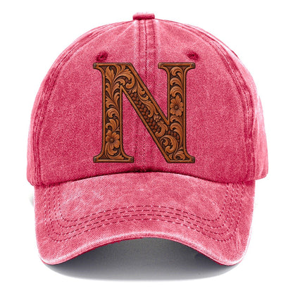 Tooled Leather N Monogram Classic Cap – Pomegranate Blush