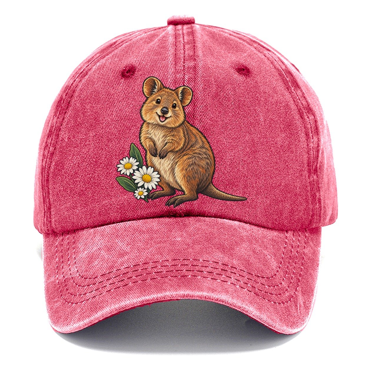 Quokka And Coastal Daisy Australia Cultural Icons Classic Cap – Pomegranate Blush