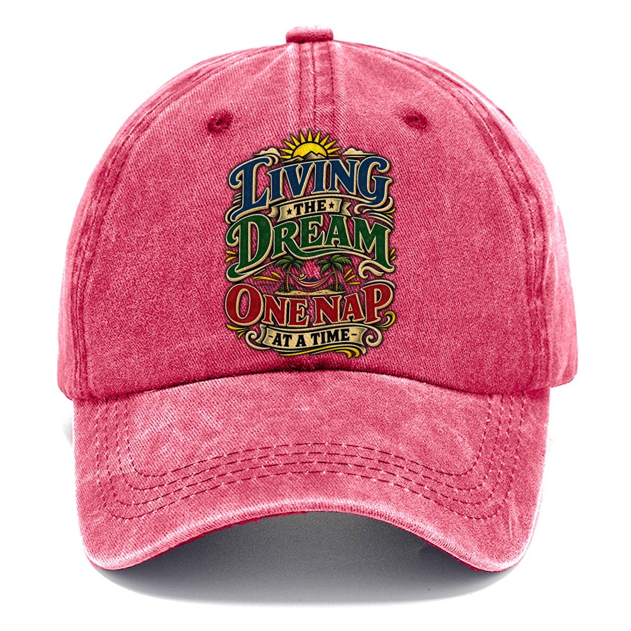 Living The Dream One Nap At A Time Retired Living Classic Cap – Pomegranate Blush