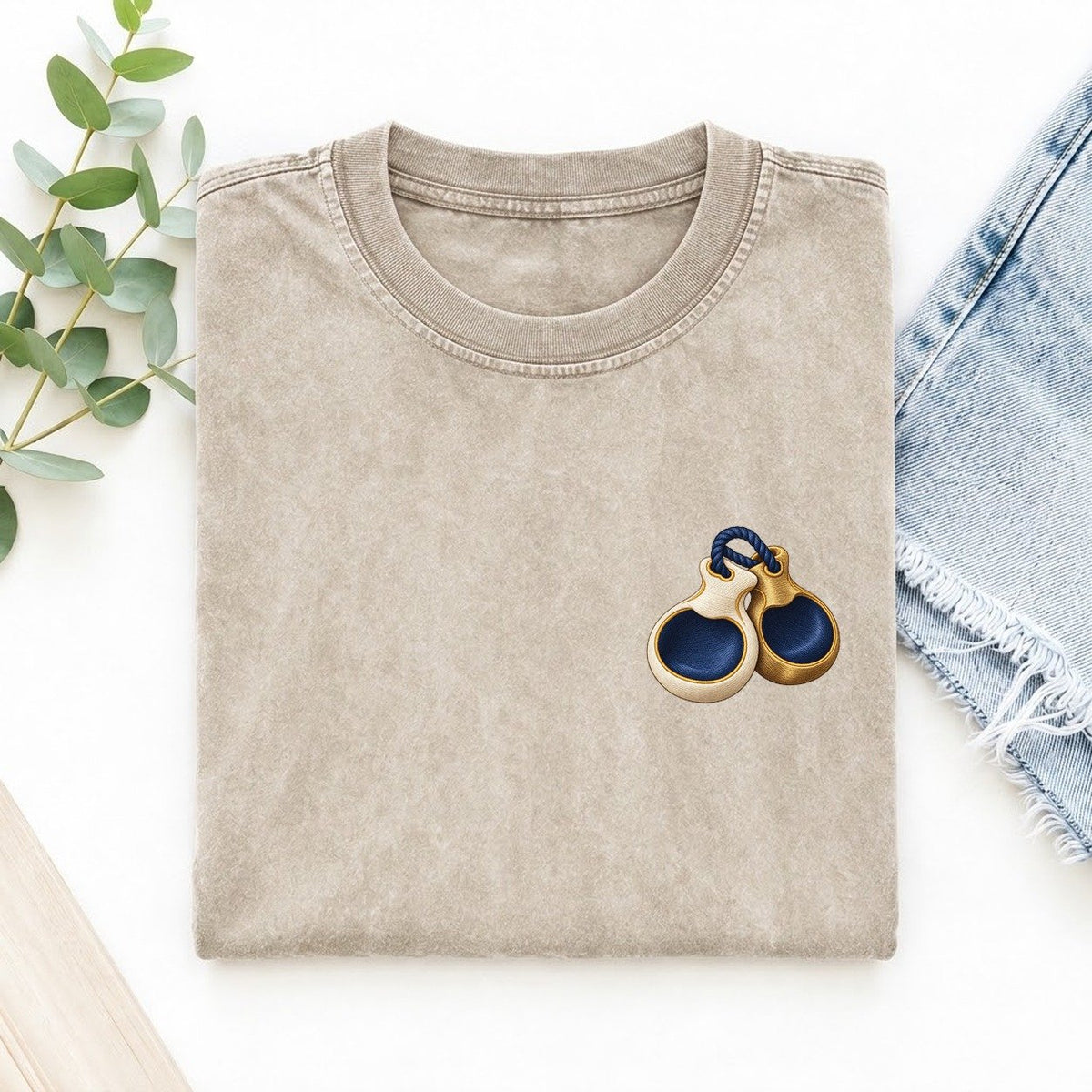 Castanets Ribbon Nest Left Chest Vintage T-shirt – Off White