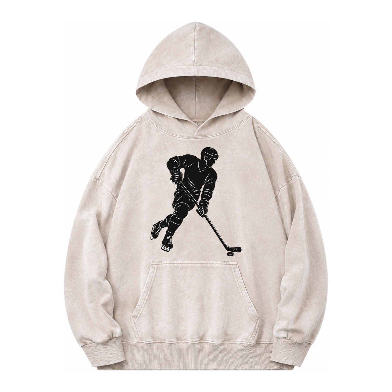 Ice Hockey Player Vintage Washed Hoodie – Off White