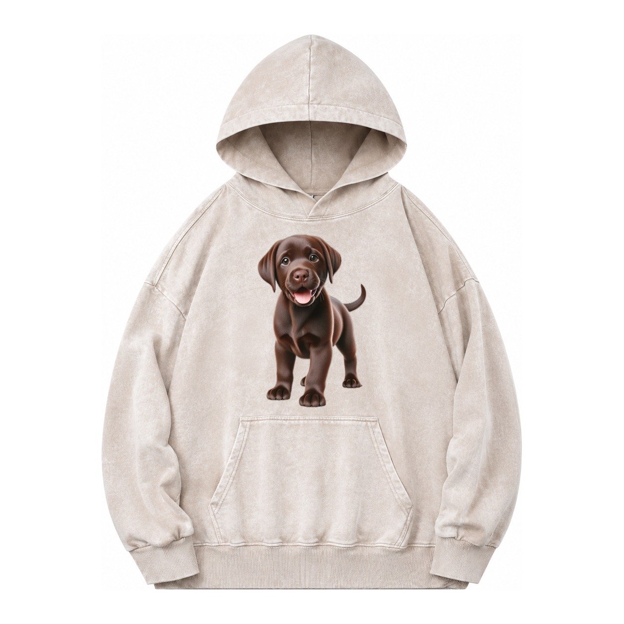 Chocolate Labrador Vintage Washed Hoodie – Off White