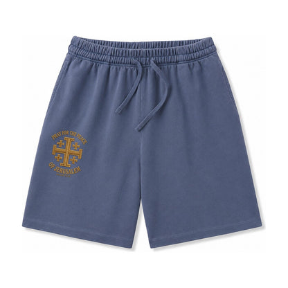 Jerusalem Cross Washed Shorts – Navy Blue