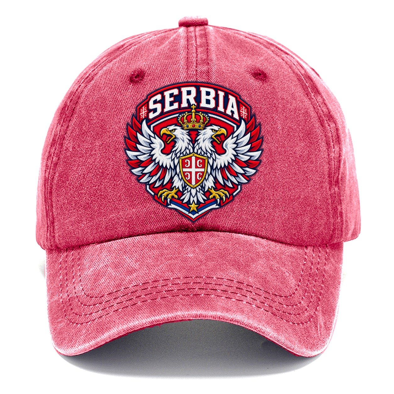 Serbia Retro Badge Country Logos Classic Cap – Pomegranate Blush