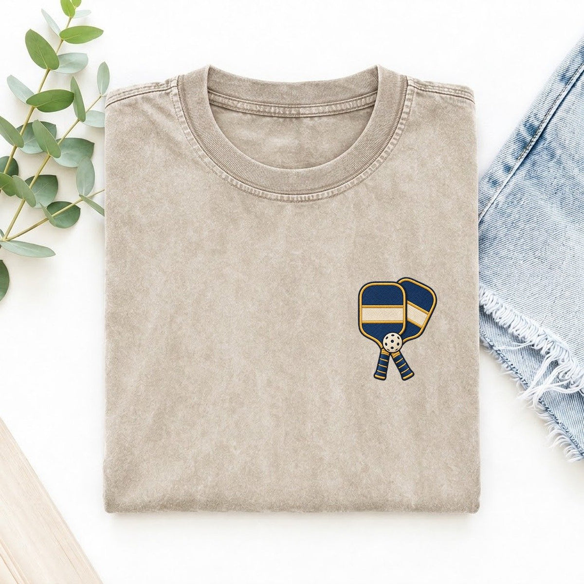 Pickleball Paddles Symbol Emblems Left Chest Vintage T-shirt – Off White