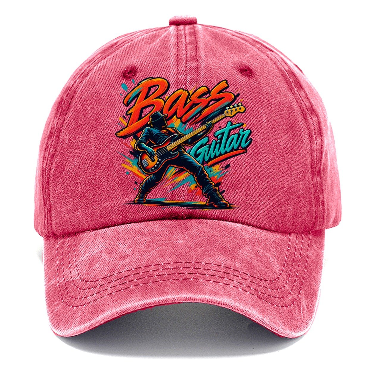Bass Guitar Wordmark Music Instruments Classic Cap – Pomegranate Blush