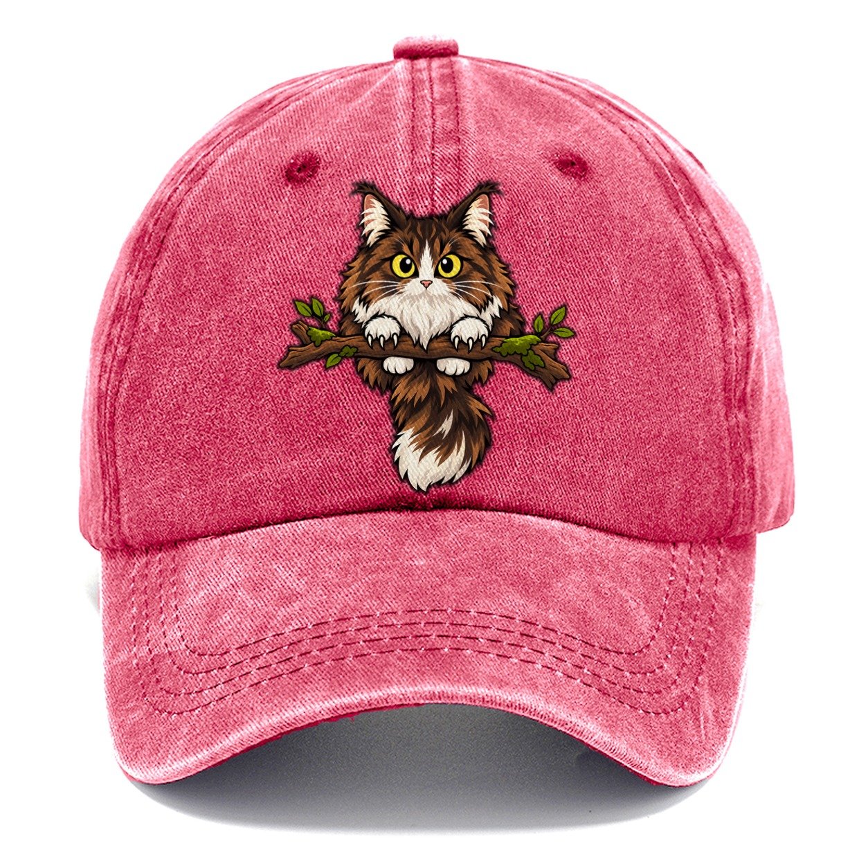Norwegian Forest Cat Perched Peeking Cats Classic Cap – Pomegranate Blush