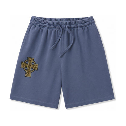 Celtic Cross Washed Shorts – Navy Blue