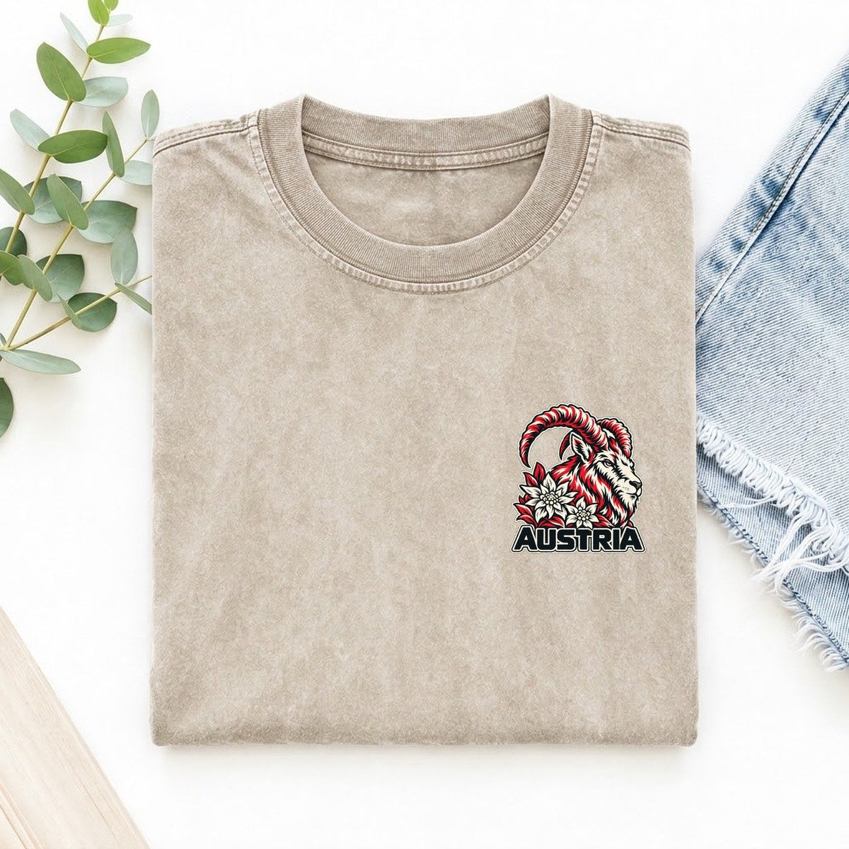 Austria Country Pride Left Chest Vintage T-shirt – Off White