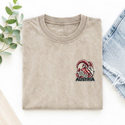 Austria Country Pride Left Chest Vintage T-shirt – Off White