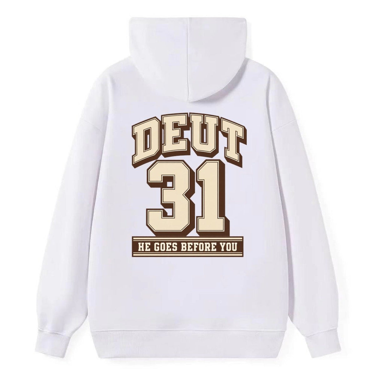 Deuteronomy 31 Varsity Chapel Varsity Classic Pullover Hoodie – White