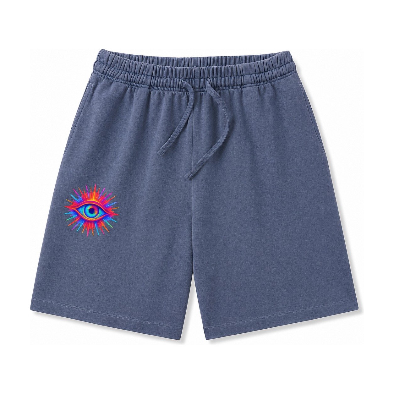 Rainbow Third Eye Prismatic Eye Radiating Spectrum Colors Re Washed Shorts – Navy Blue