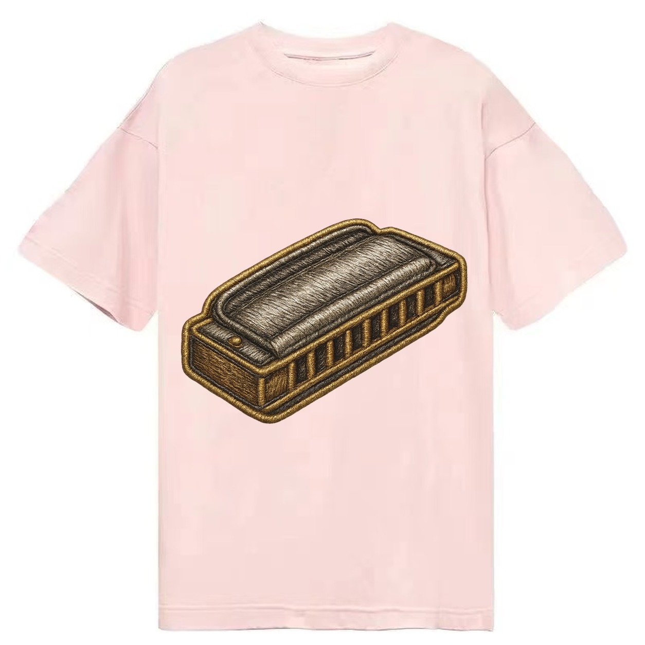 Harmonica Blues Harp With Chrome Covers Classic T-shirt – Pink