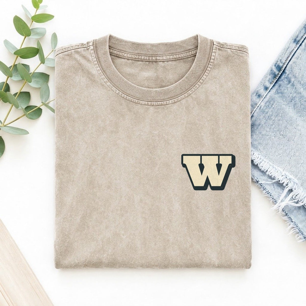 Initial W Left Chest Vintage T-shirt – Off White