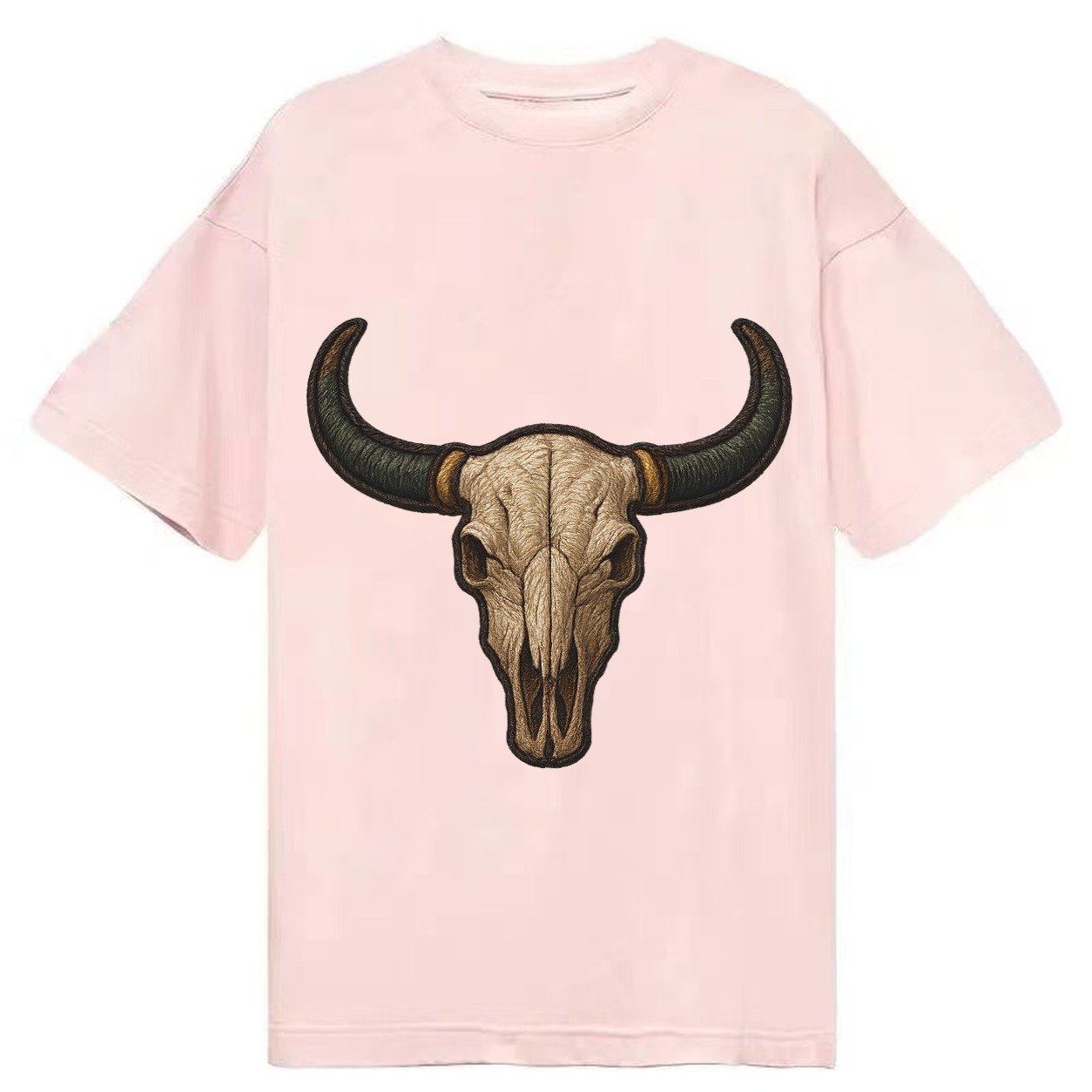 Bull Skull Longhorn Skull With Horns Classic T-shirt – Pink