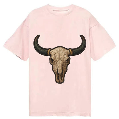 Bull Skull Longhorn Skull With Horns Classic T-shirt – Pink