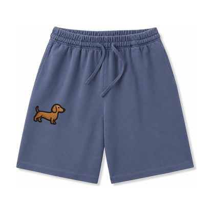 Dachshund Modern Elongated Silhouette Washed Shorts – Navy Blue
