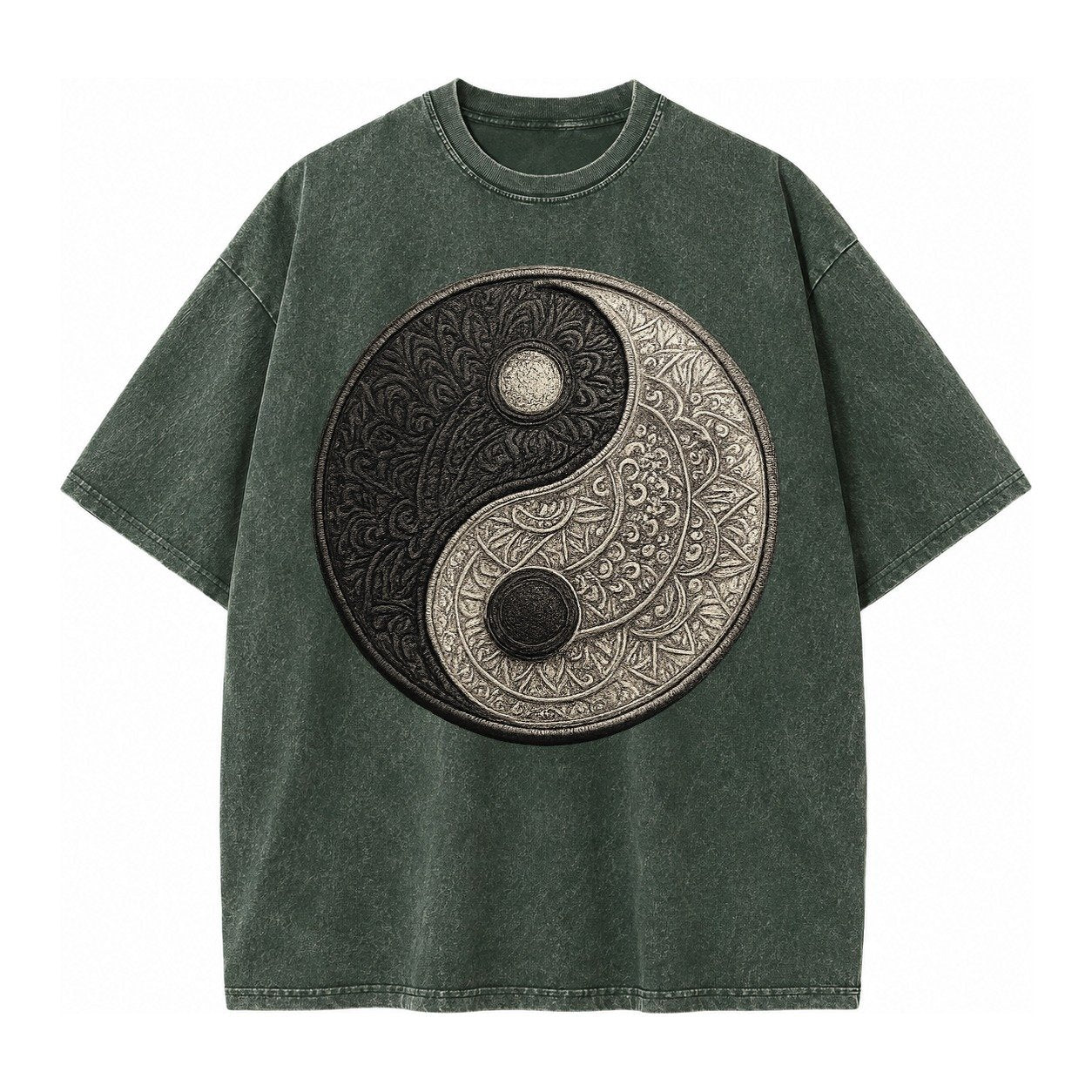 Mandala Yin Yang Vintage T-shirt – Forest Mist