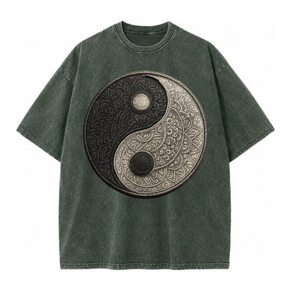 Mandala Yin Yang Vintage T-shirt – Forest Mist