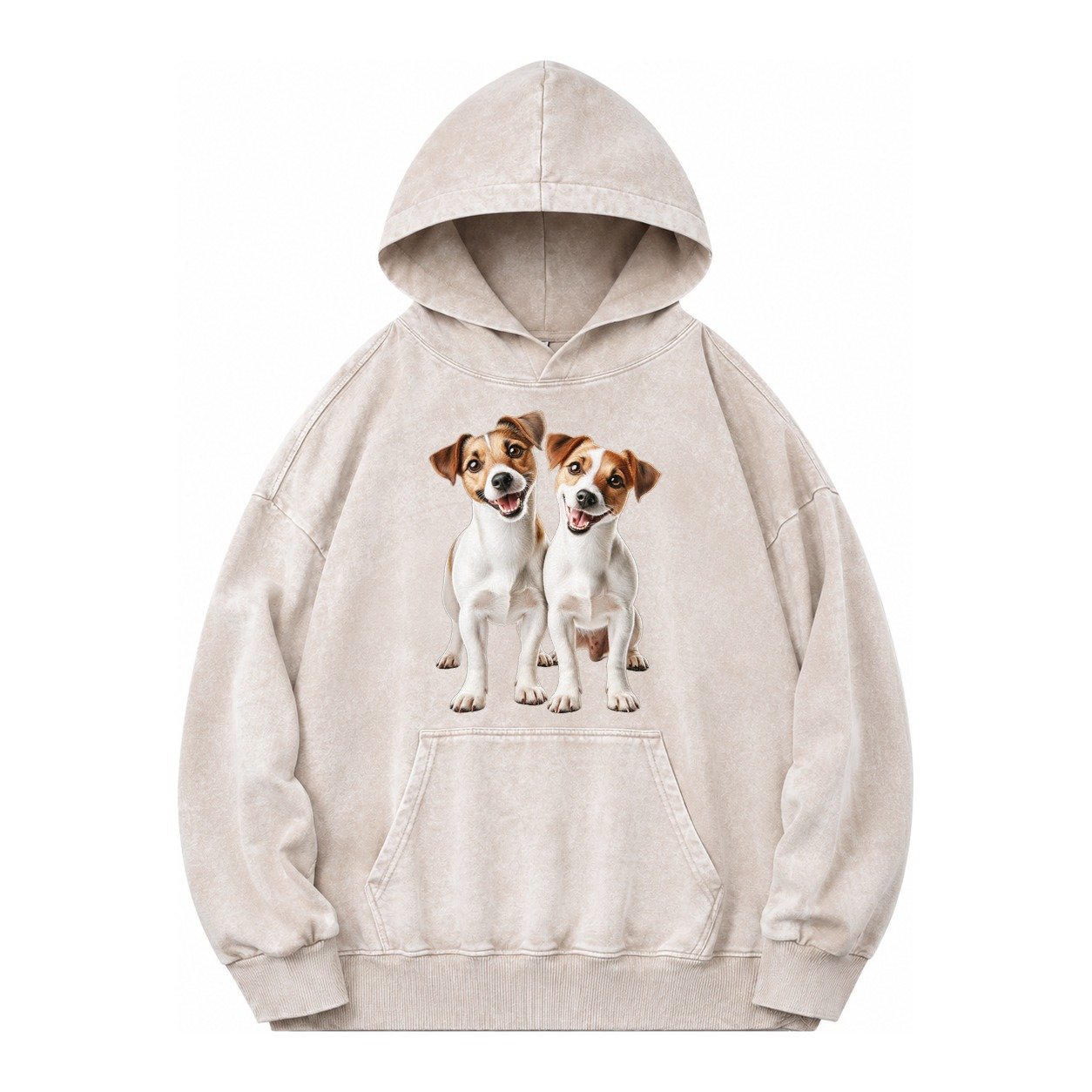 Two Jack Russels Vintage Washed Hoodie – Off White