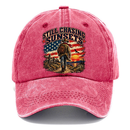 Still Chasing Sunsets Old Man Strong Classic Cap – Pomegranate Blush