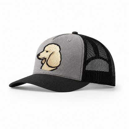 Poodle Contemporary Clean Style With Strong Black Outline Trucker Hat – Grey-Black