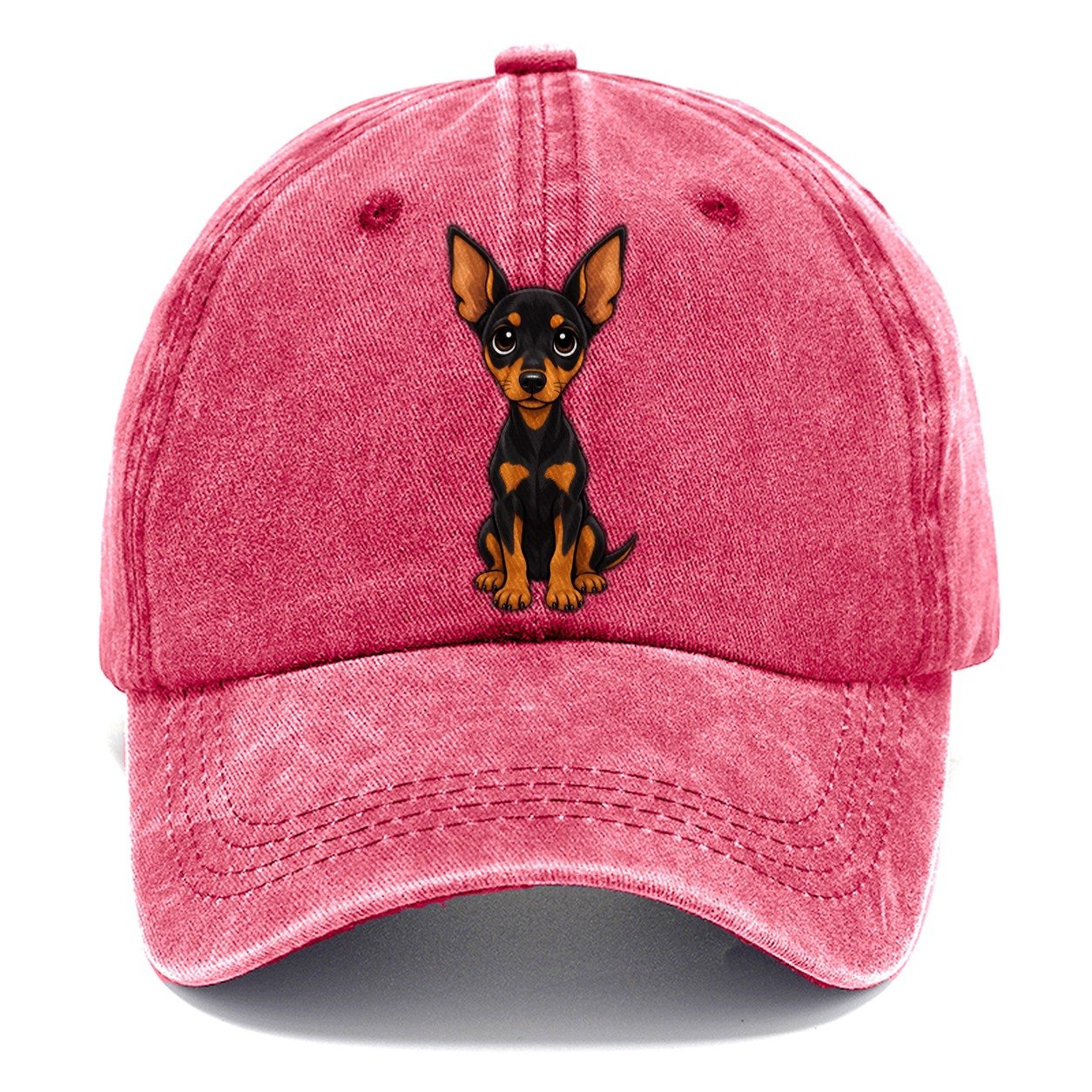 Miniature Pinscher Sitting Sweetheart Classic Cap – Pomegranate Blush