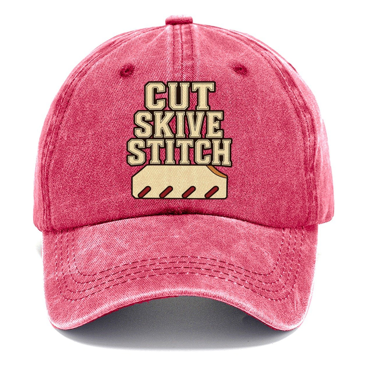 Cut Skive Stitch Leathercraft Classic Cap – Pomegranate Blush
