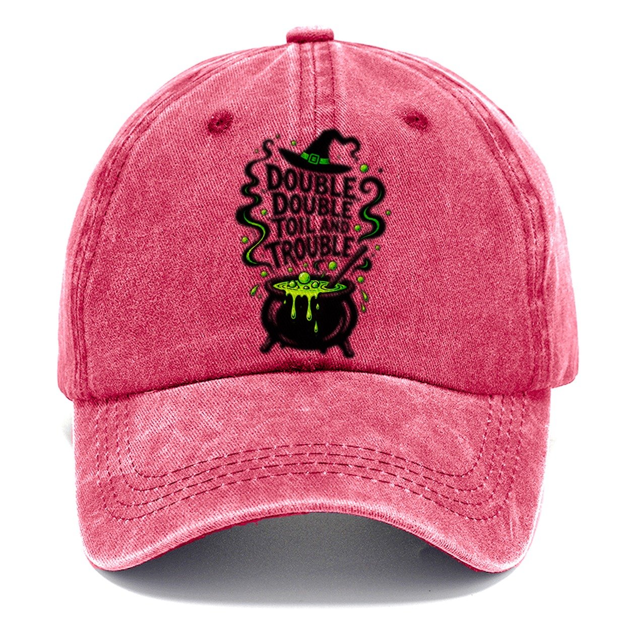 Double Double Toil And Trouble Slogan Witch Magic Classic Cap – Pomegranate Blush