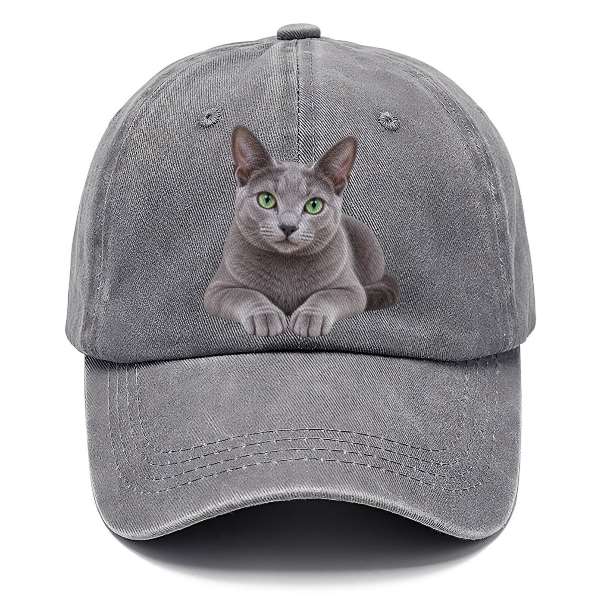 Russian Blue Reclining Paws Forward Realistic Cat Portrait Classic Cap – Urban Haze
