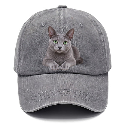 Russian Blue Reclining Paws Forward Realistic Cat Portrait Classic Cap – Urban Haze