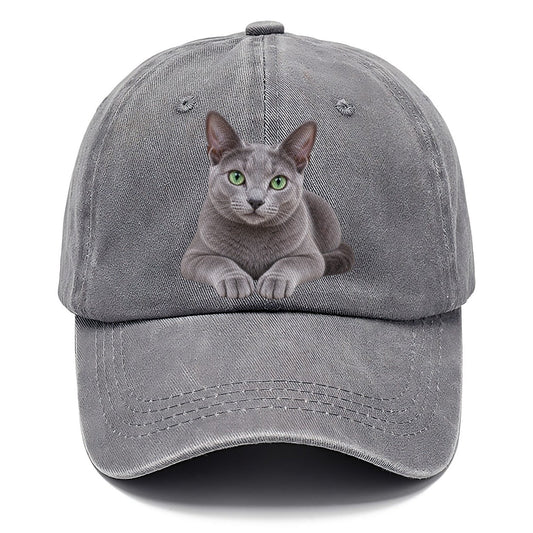 Russian Blue Reclining Paws Forward Realistic Cat Portrait Classic Cap – Urban Haze