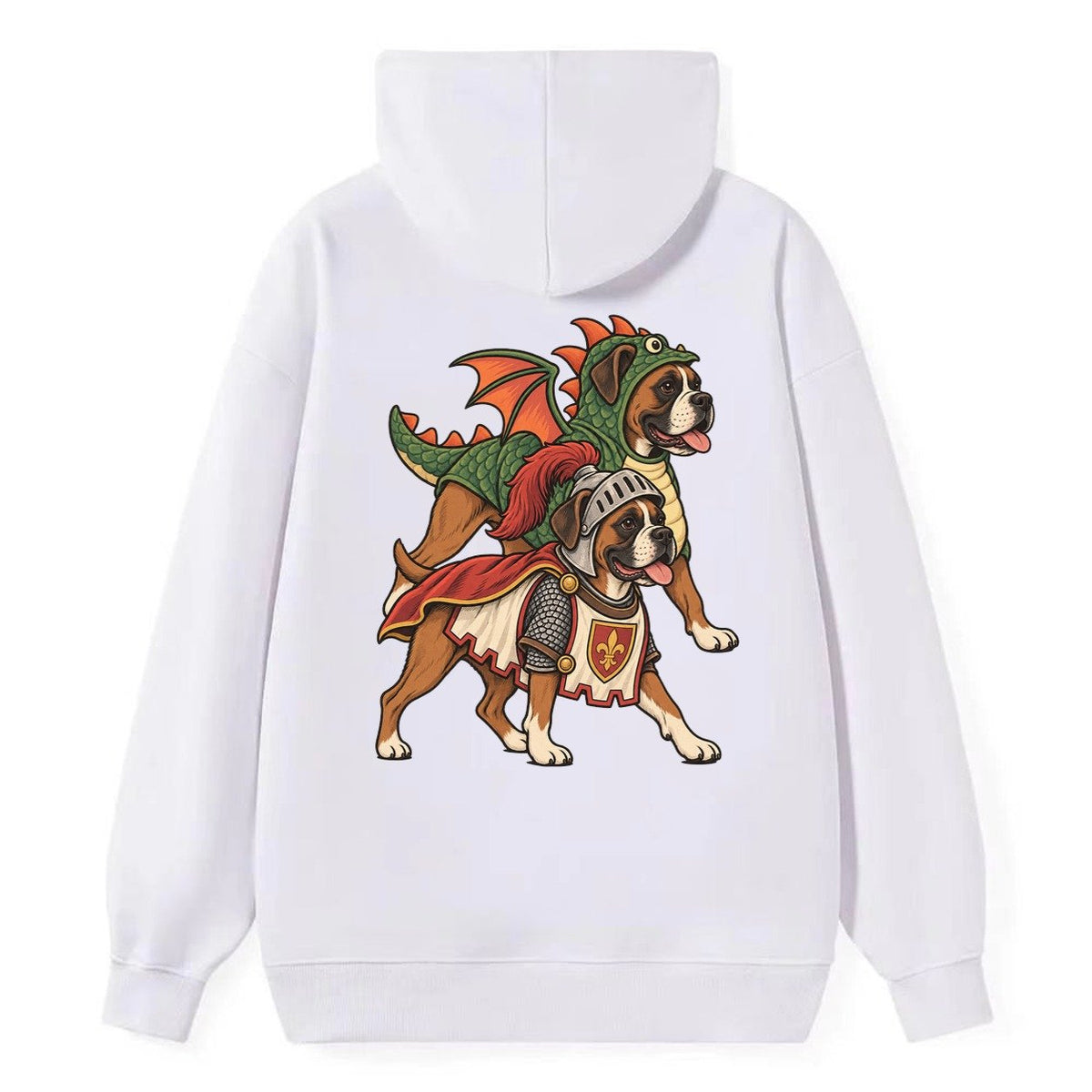 2 Boxers In Halloween Costumes Hdp 32 Parade Lineup Halloween Dog Parade Classic Pullover Hoodie – White