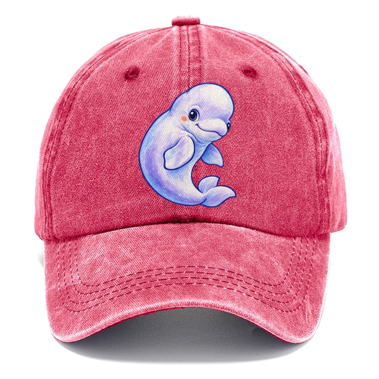 Beluga Whale Gentle Turn Sea Sprite Classic Cap – Pomegranate Blush