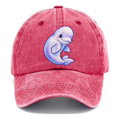 Beluga Whale Gentle Turn Sea Sprite Classic Cap – Pomegranate Blush