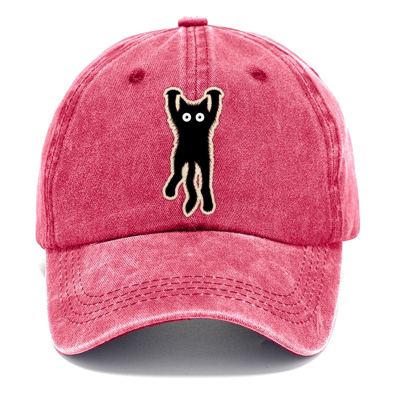 Dangling Startled Black Cat Classic Cap – Pomegranate Blush