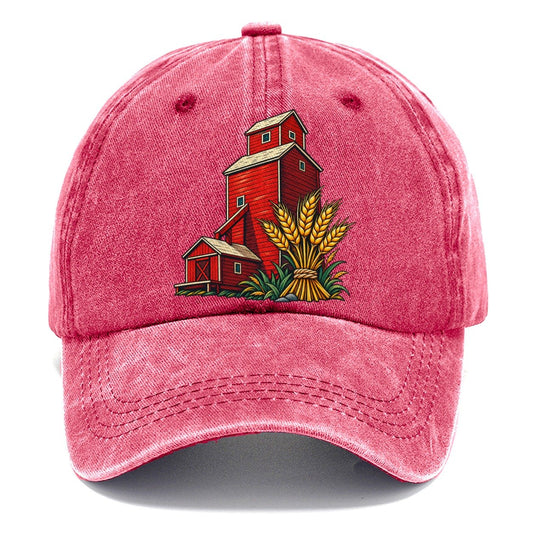 Prairie Grain Elevator And Wheat Sheaf Canada Cultural Icons Classic Cap – Pomegranate Blush