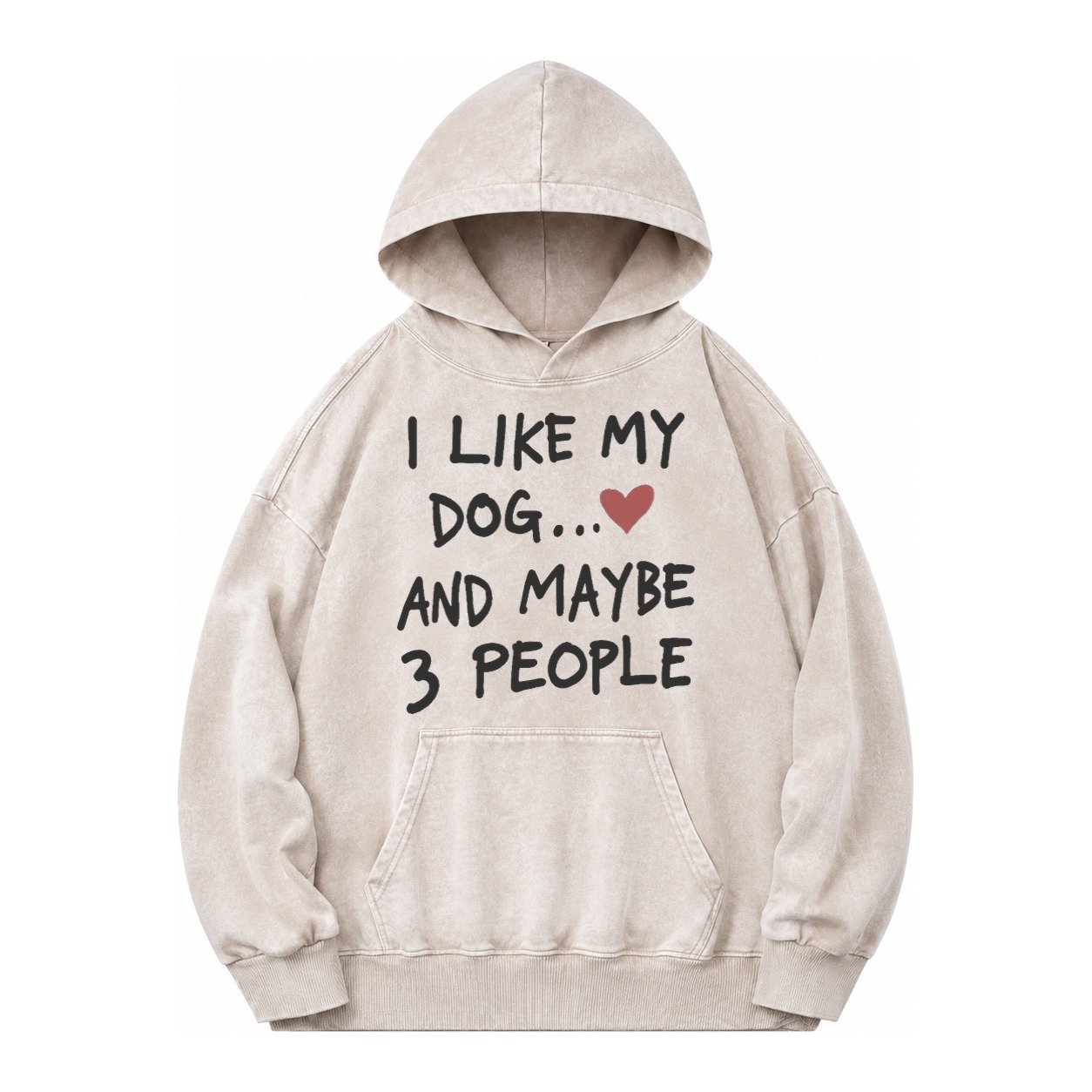 Dog Maybe 3 People Vintage Washed Hoodie – Off White