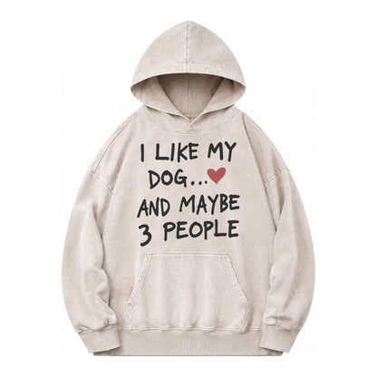 Dog Maybe 3 People Vintage Washed Hoodie – Off White