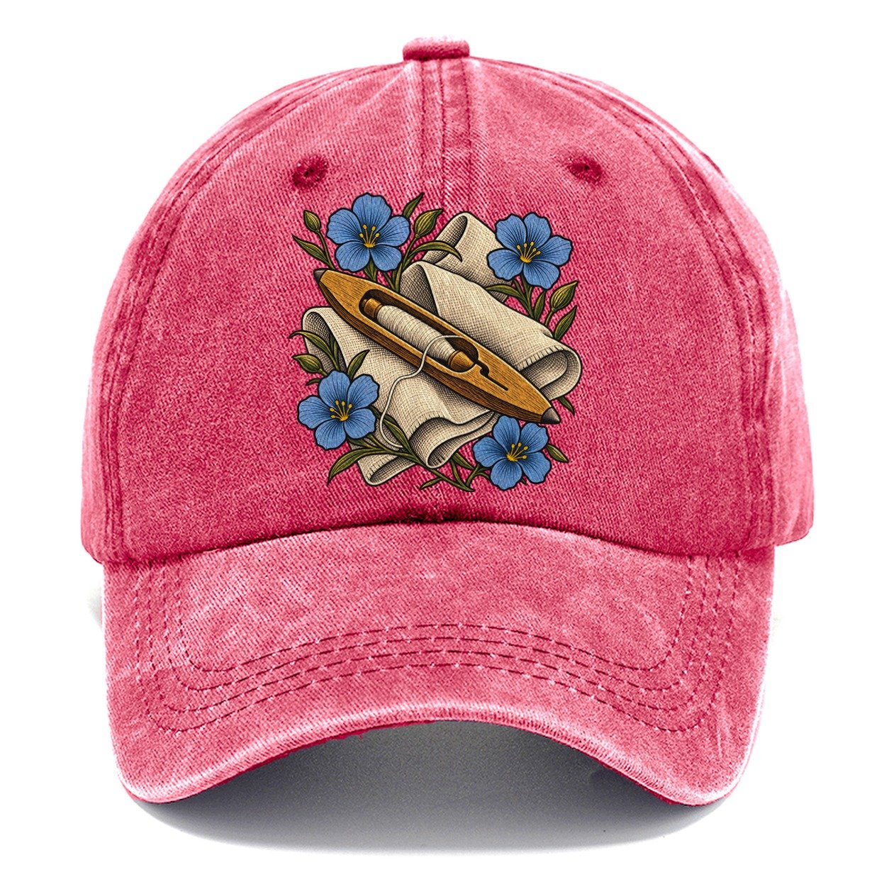 Ulster Linen Shuttle And Flax Uk Culture Heritage Classic Cap – Pomegranate Blush