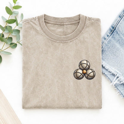 Petanque Three Boules Left Chest Vintage T-shirt – Off White